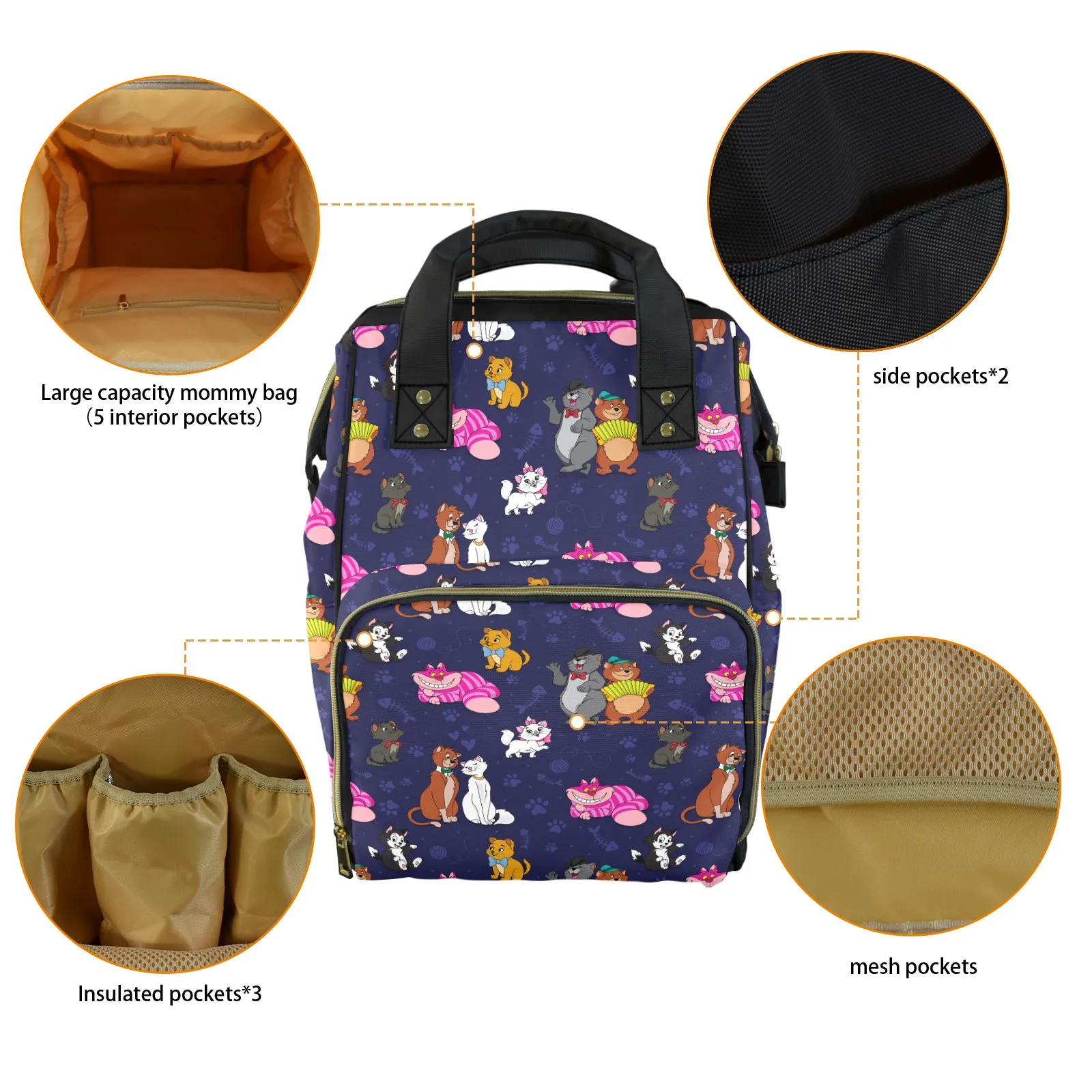 Cat Favorites Multi-Function Diaper Bag