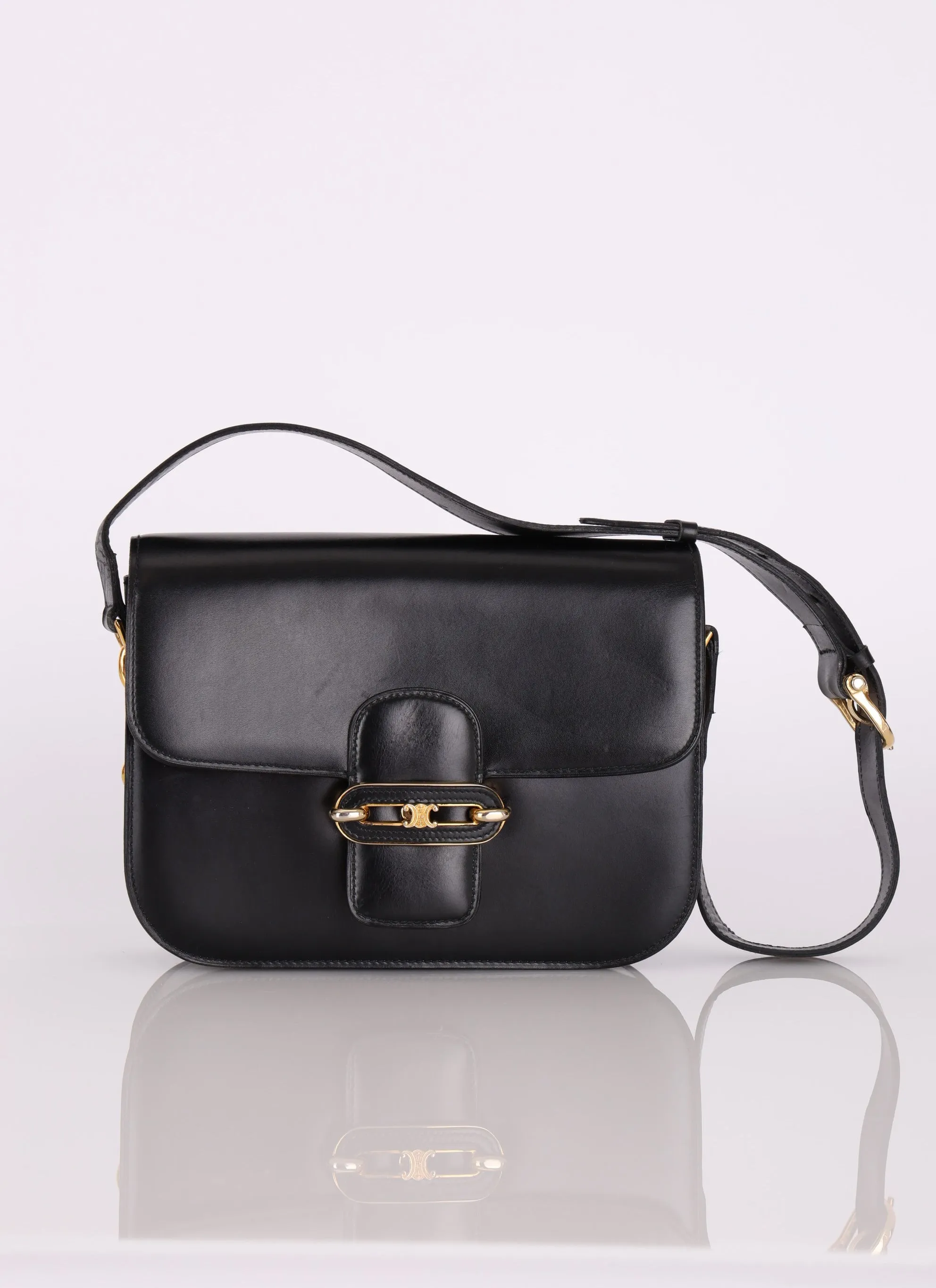 Celine Box Calf Triomphe Shoulder Bag