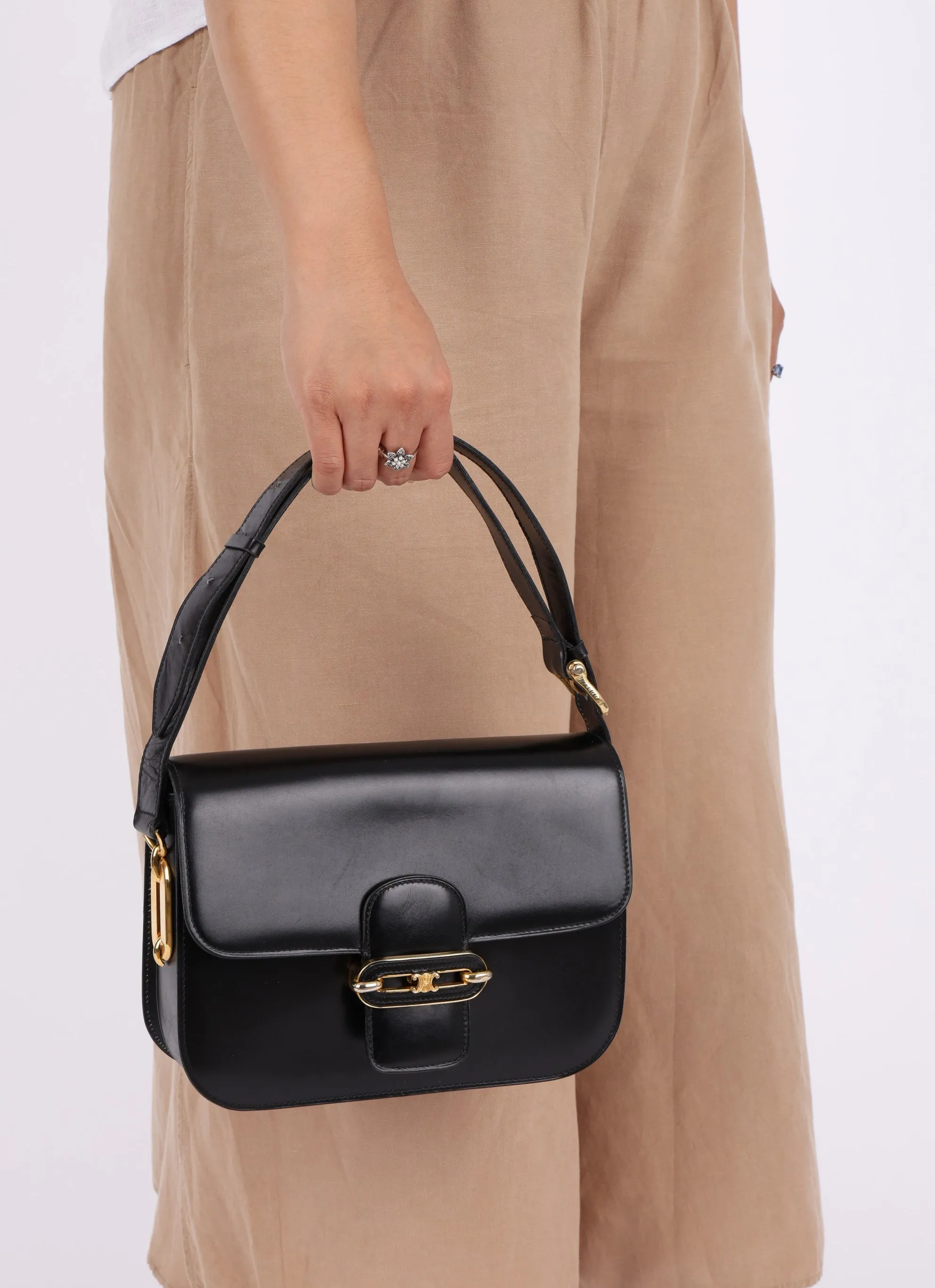 Celine Box Calf Triomphe Shoulder Bag