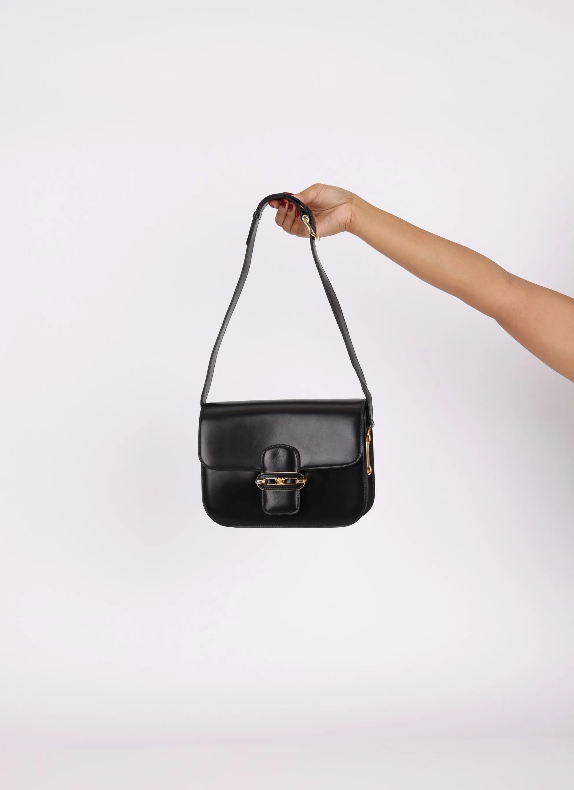 Celine Box Calf Triomphe Shoulder Bag