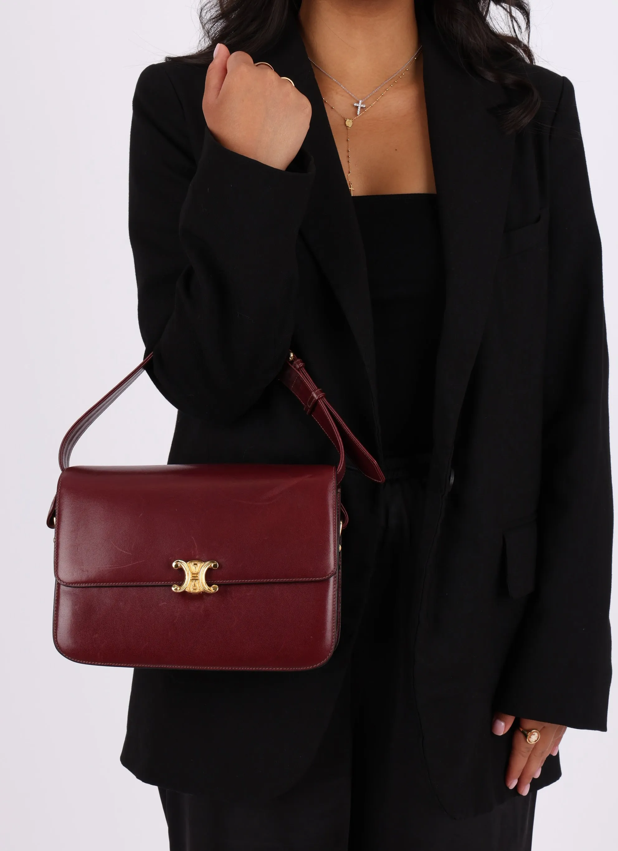 Celine Triomphe Boxcalf Shoulder Bag