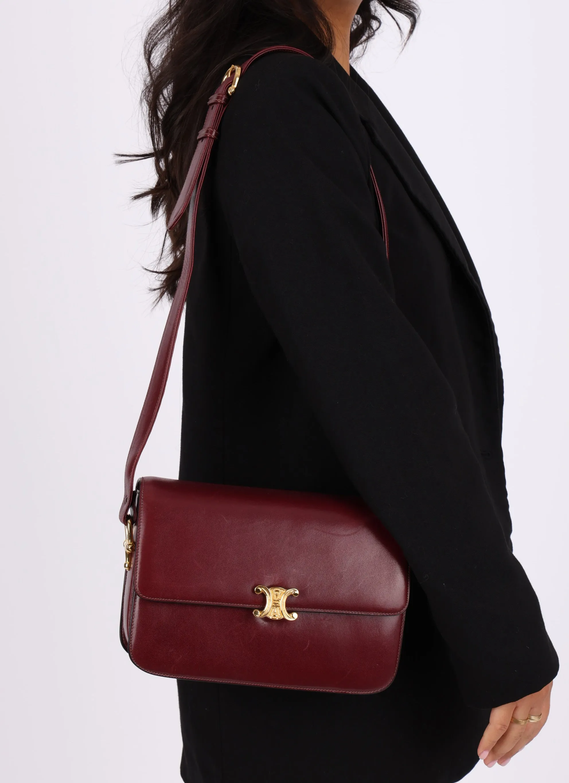 Celine Triomphe Boxcalf Shoulder Bag