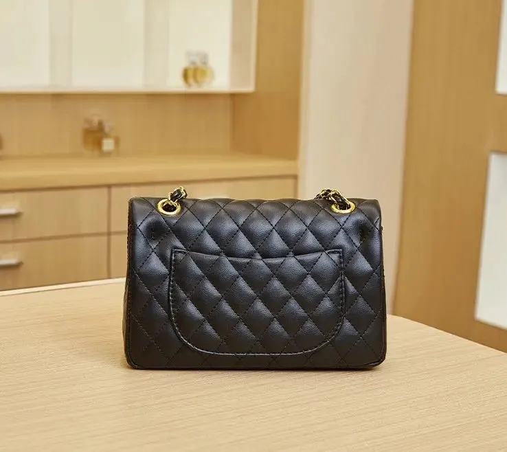 Chanel Brand Orignal Classic Medium Black lambskin leather with Gold hardware 4485