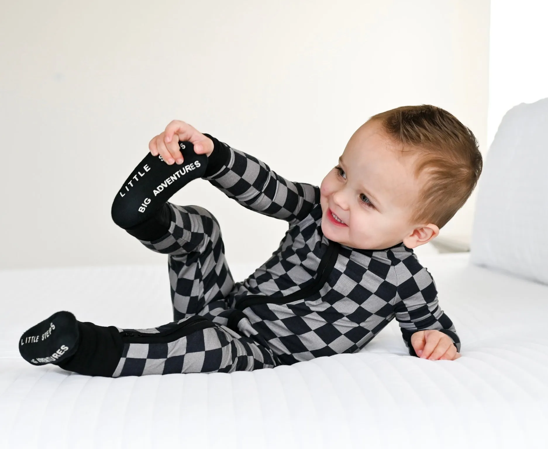 Charcoal Checkers Dream Romper