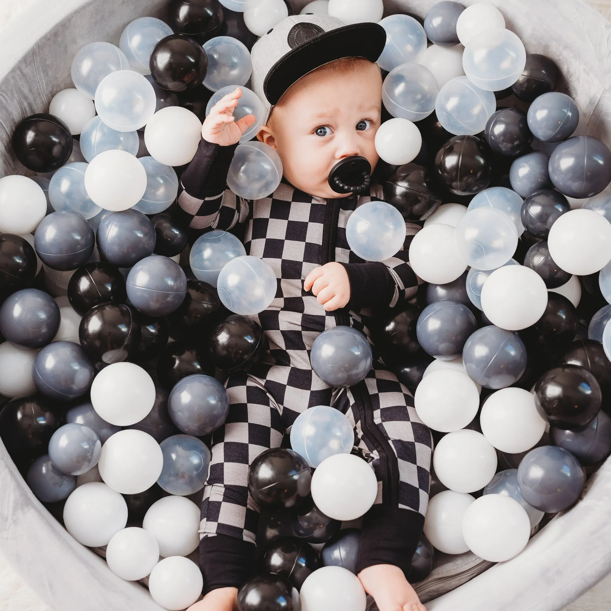 Charcoal Checkers Dream Romper