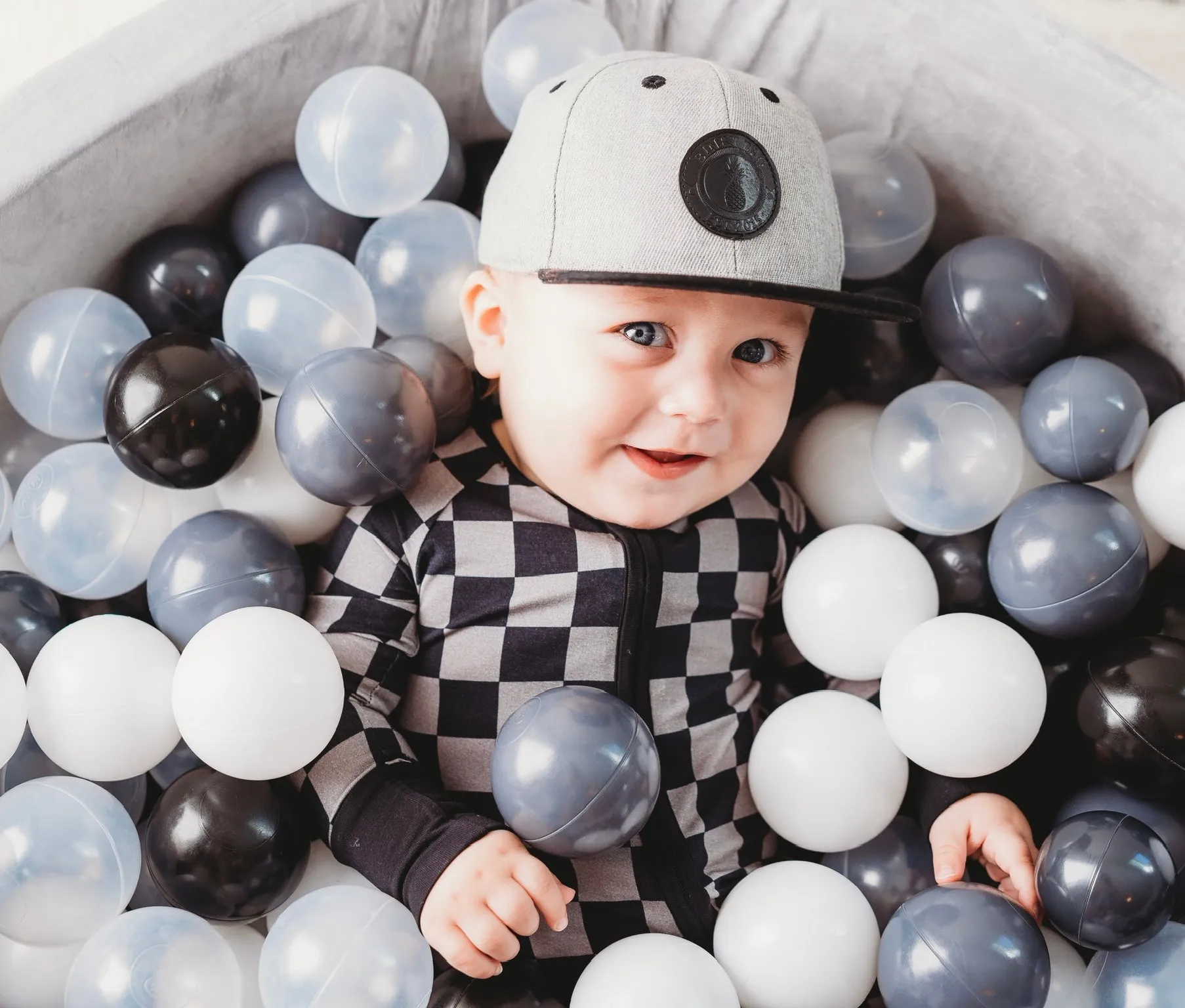 Charcoal Checkers Dream Romper