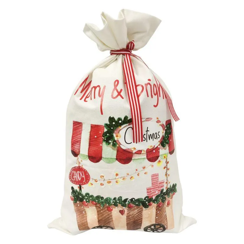 Christmas Canvas Jumbo Gift Sack with Candy Cart Design