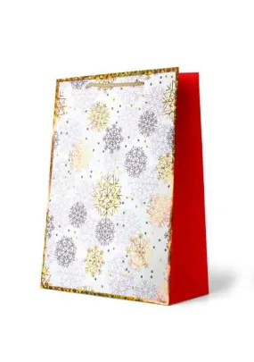 Christmas Gift Bag Large - Foiled Gold Snowflake