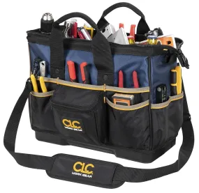 CLC Tool Works PB1563 Tote Tool Bag, 16 in W, 8 in D, 12 in H, 23-Pocket, Polyester, Black/Blue :EA: QUANTITY: 1