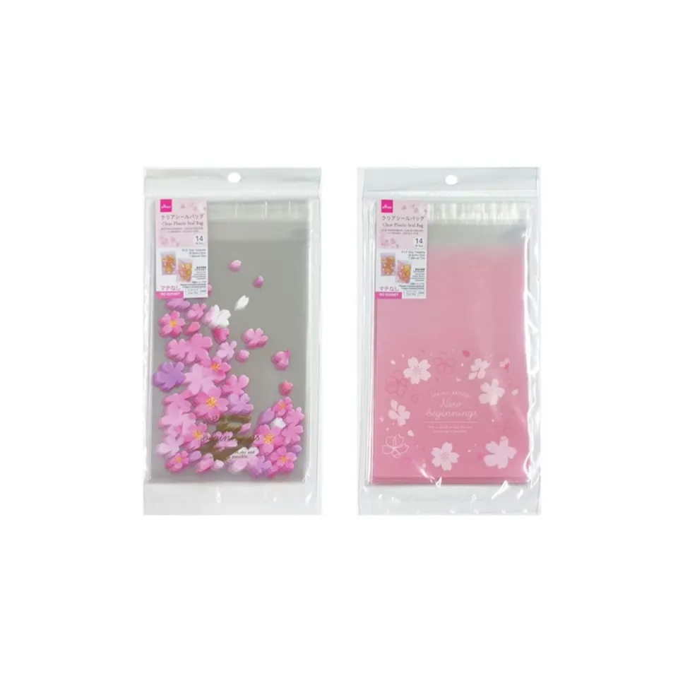 Clear Plastic Seal Bag Cherry Blossom 18.5cm x 12cm