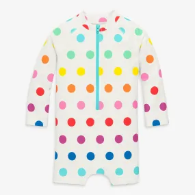 Clearance baby one-piece rash guard in rainbow dot