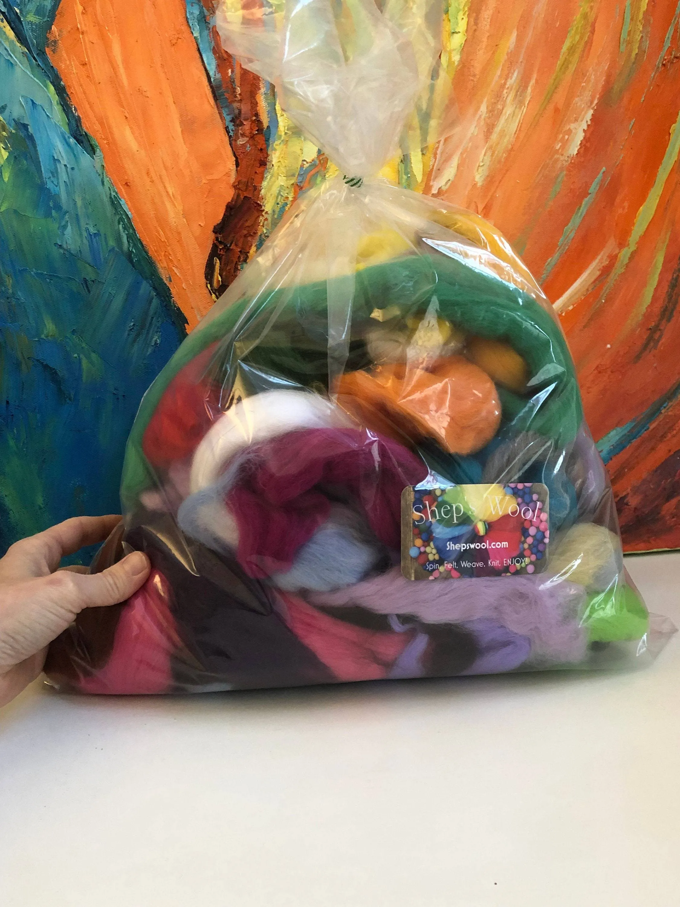 Colorful Wool Roving Mix Bag