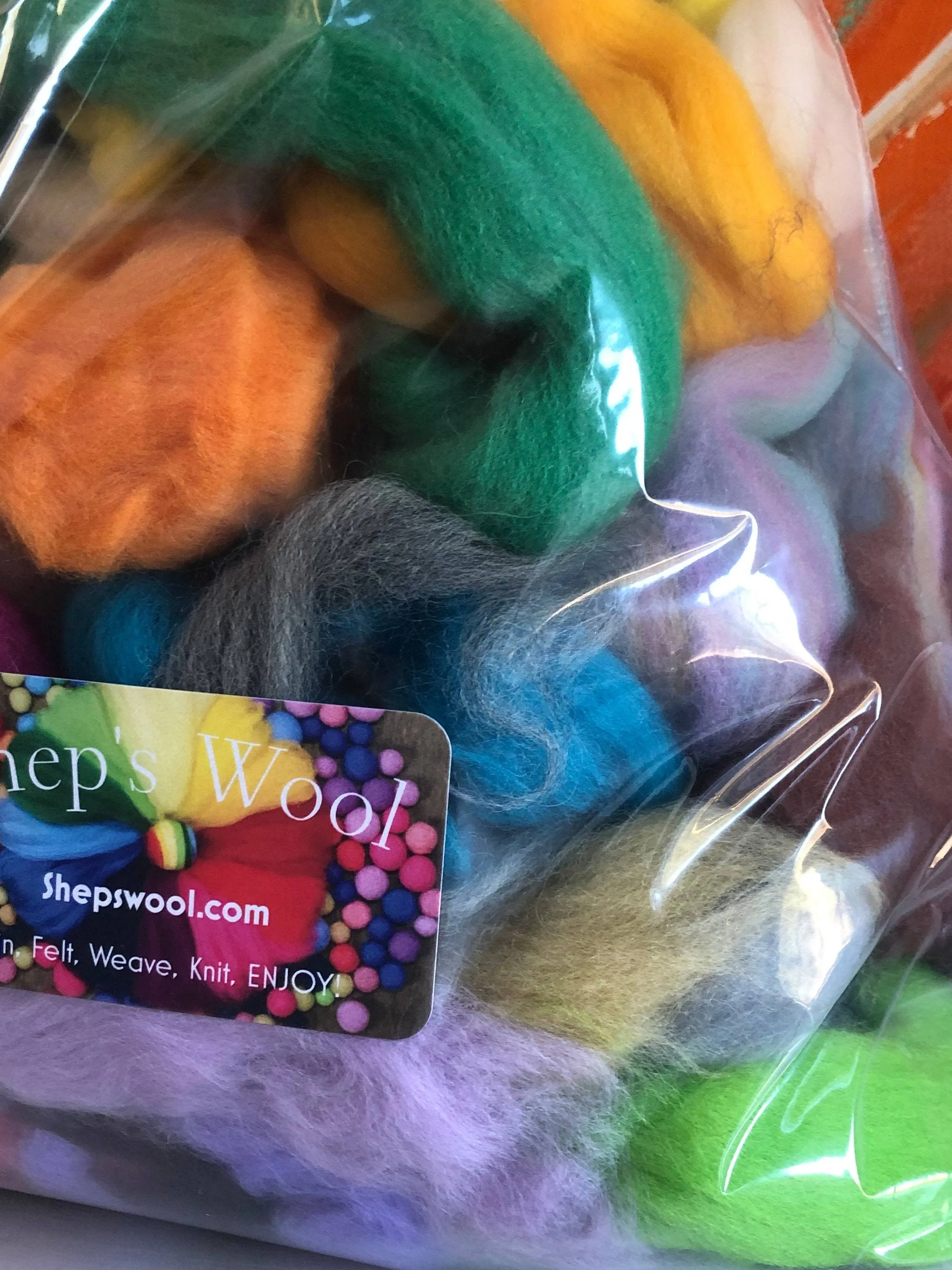 Colorful Wool Roving Mix Bag