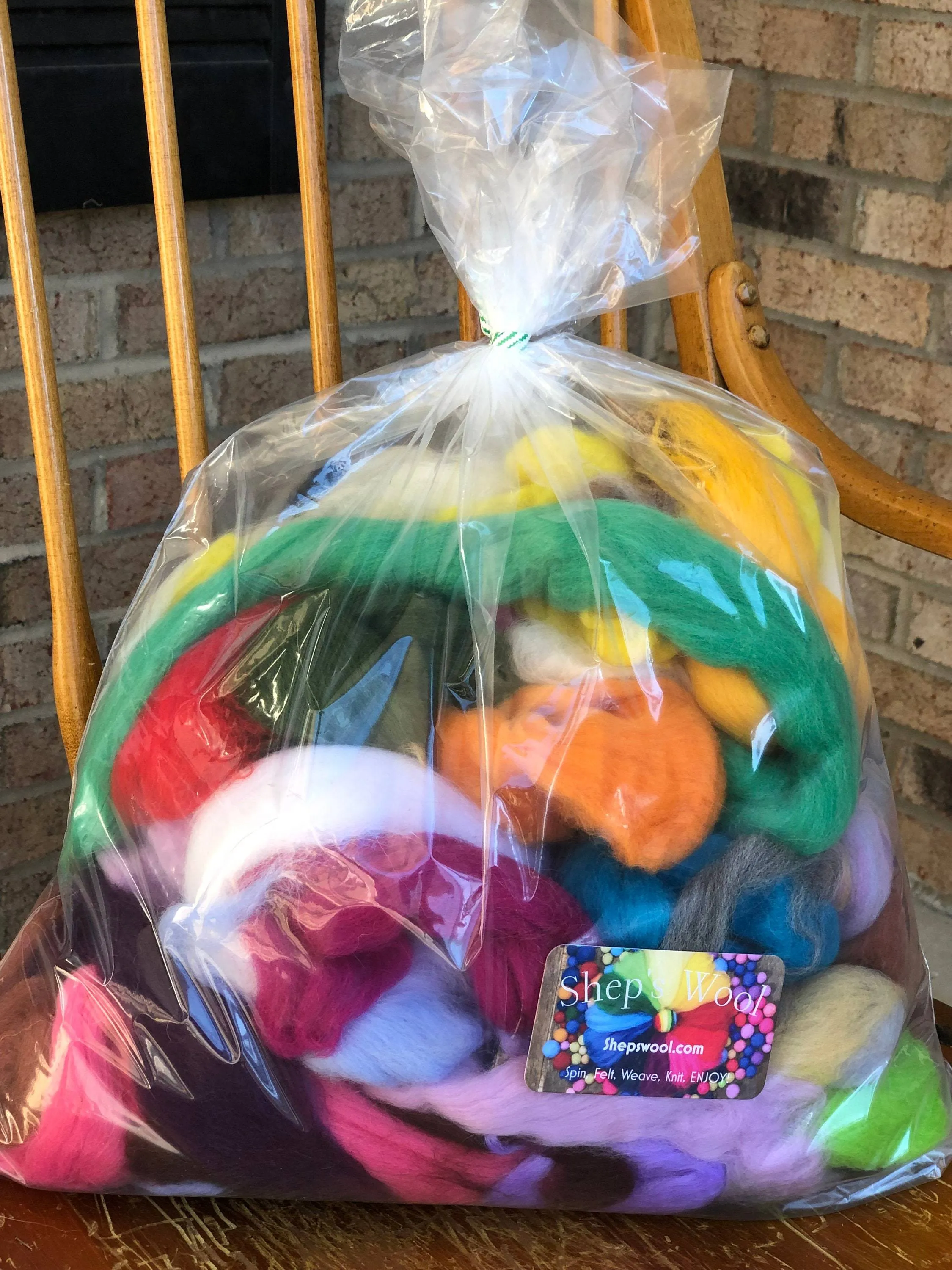 Colorful Wool Roving Mix Bag