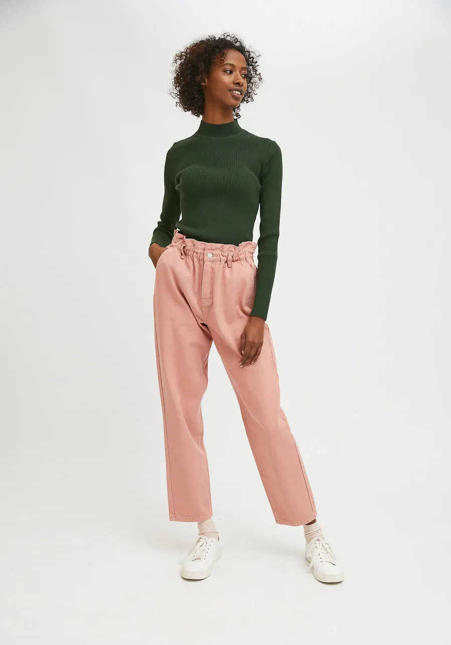 Compania Fantastica Pink High Waisted Jeans With Elasticated Waist