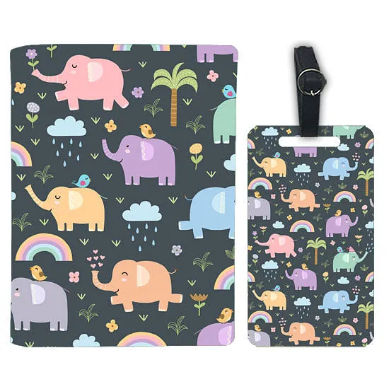 Cover of Passport Holder Travel Case with Luggage Tag for Kids - Mini Elephant