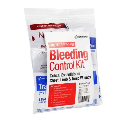 Critical Essentials Bleeding Control Kit For Limb, Chest And Torso Wounds, 11 Pieces, Plastic Bag