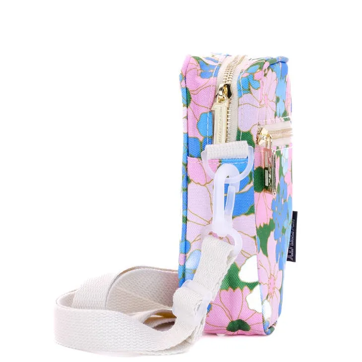 Crossbody Mini Brick Bag - Blue & Pink Retro Flowers