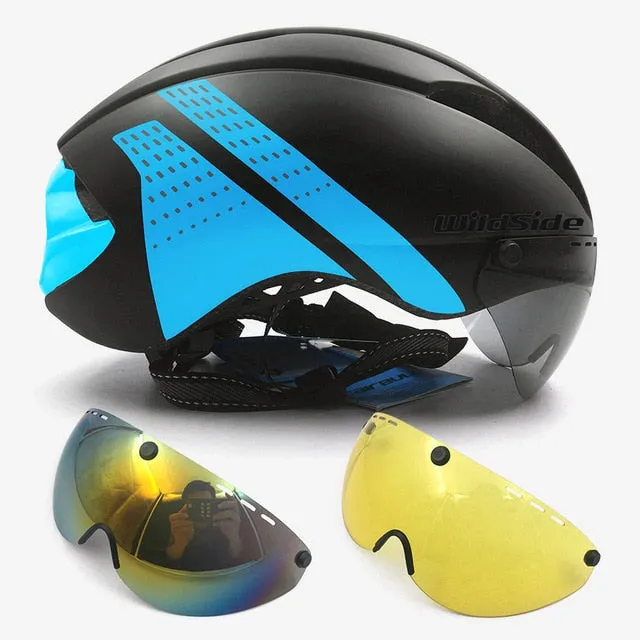 cycling helmet with goggles race road bicycle equipment