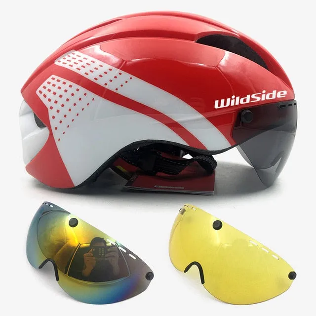 cycling helmet with goggles race road bicycle equipment