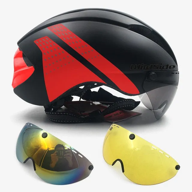 cycling helmet with goggles race road bicycle equipment