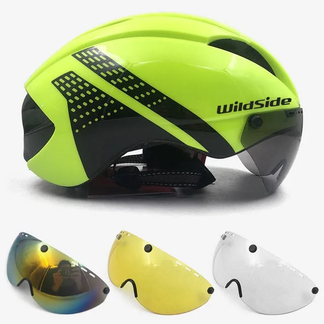 cycling helmet with goggles race road bicycle equipment