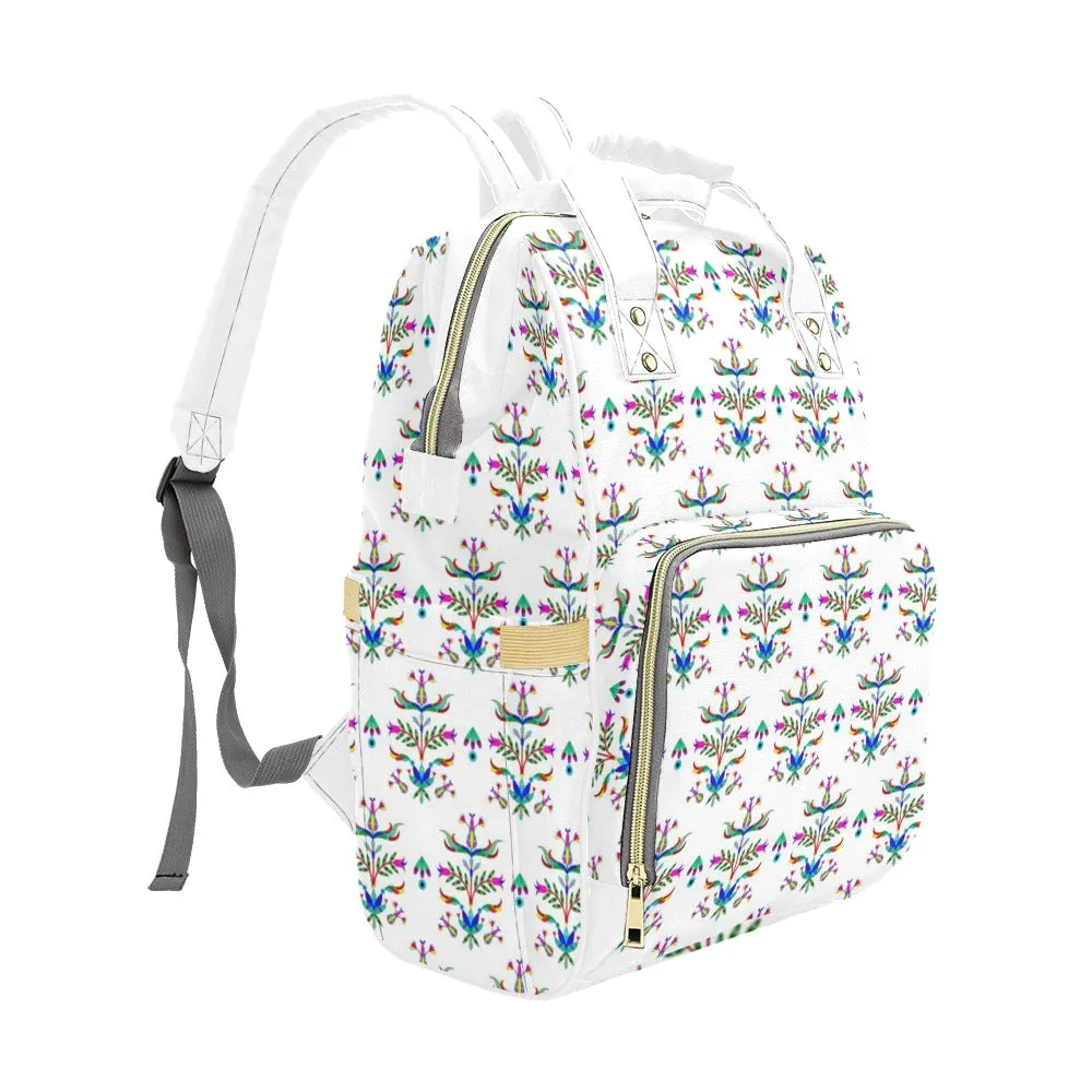 Dakota Damask White Multi-Function Diaper Backpack/Diaper Bag