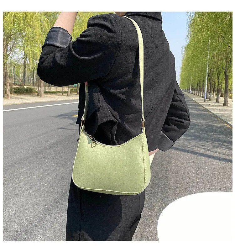 Darianrojas New Women's Fashion Handbags Retro Solid Color PU Leather Shoulder Underarm Bag Casual Women  Handbags