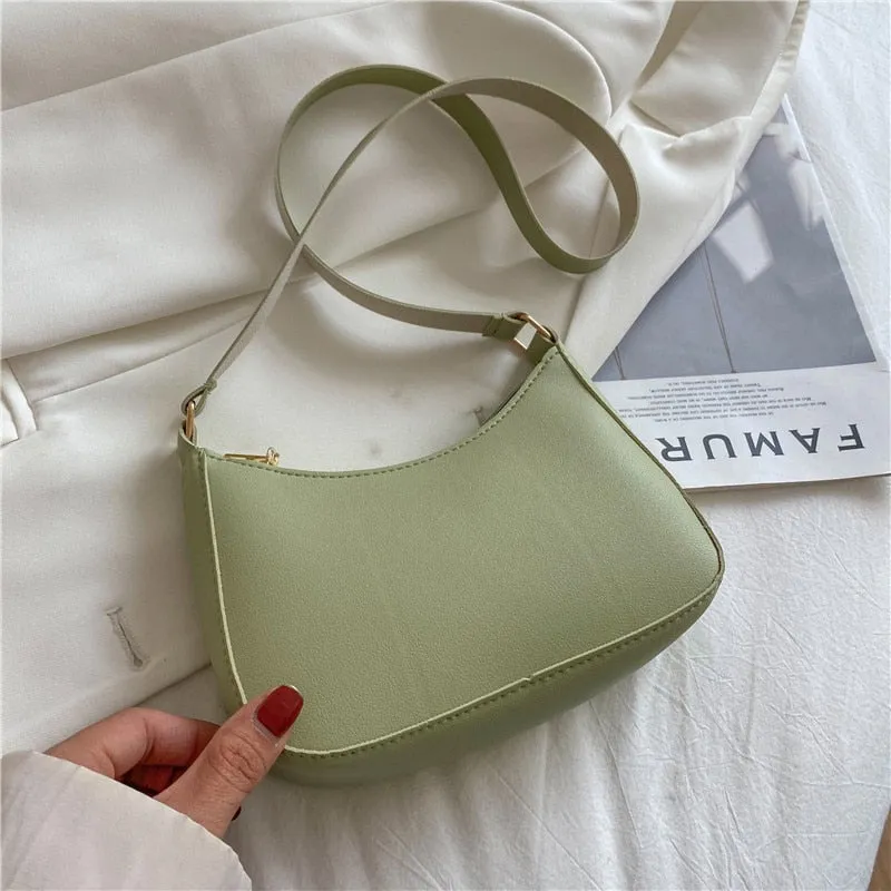 Darianrojas New Women's Fashion Handbags Retro Solid Color PU Leather Shoulder Underarm Bag Casual Women  Handbags