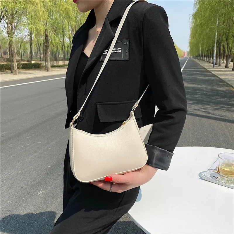 Darianrojas New Women's Fashion Handbags Retro Solid Color PU Leather Shoulder Underarm Bag Casual Women  Handbags