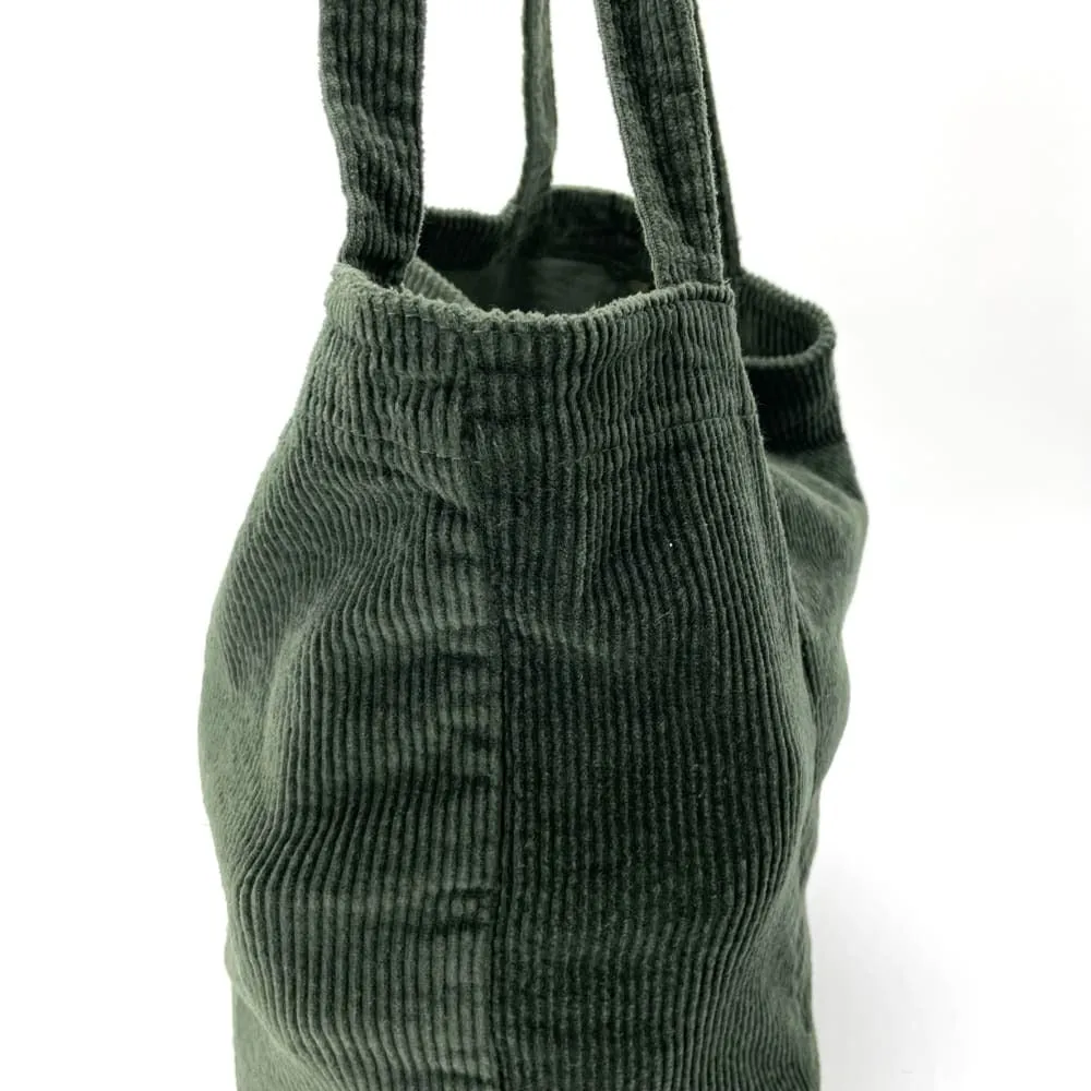 Dark Green Corduroy Tote Bag