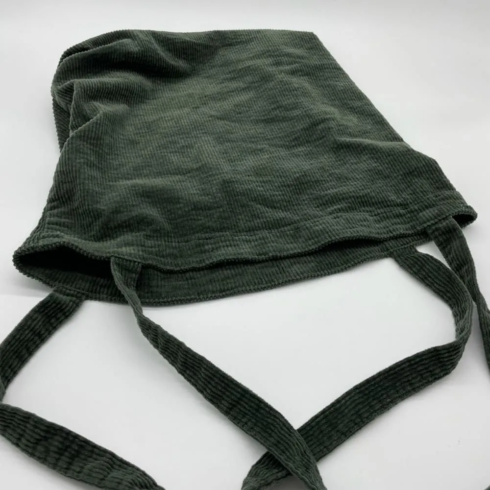 Dark Green Corduroy Tote Bag