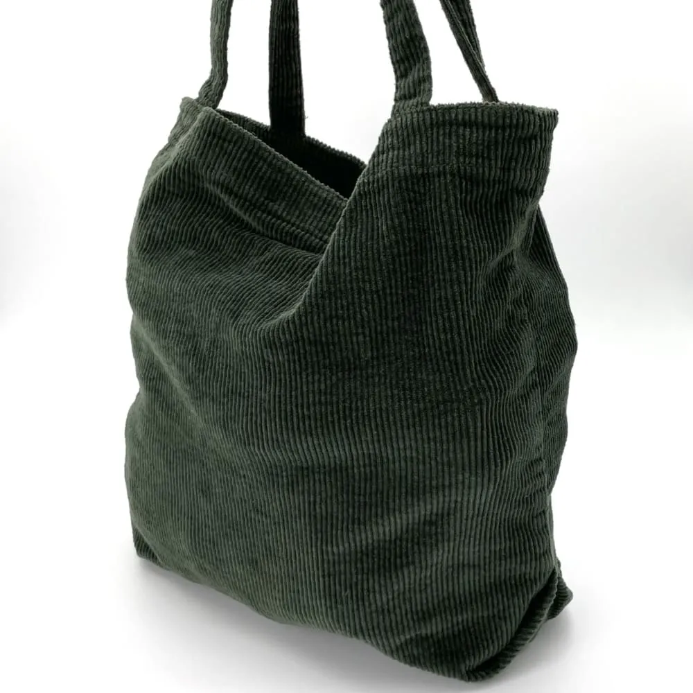 Dark Green Corduroy Tote Bag