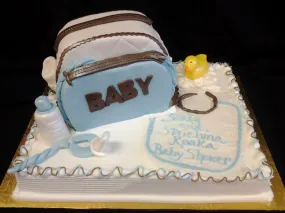 Diaper Bag Sculpture on 1/2 Sheet Cake