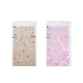 Drawstring Plastic Bag with Bottom Gusset Cherry Blossom and Bear 9.84in x 5.90in x 2.36in