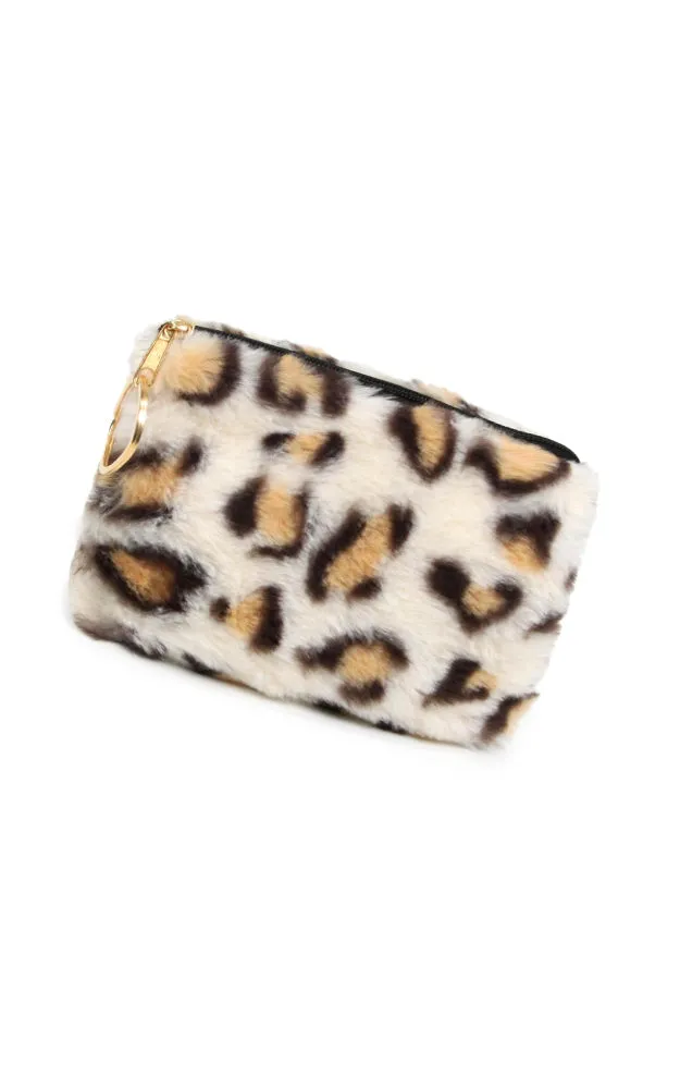 EAB9564 Beige Leopard Fur Crossbody Clutch Bag