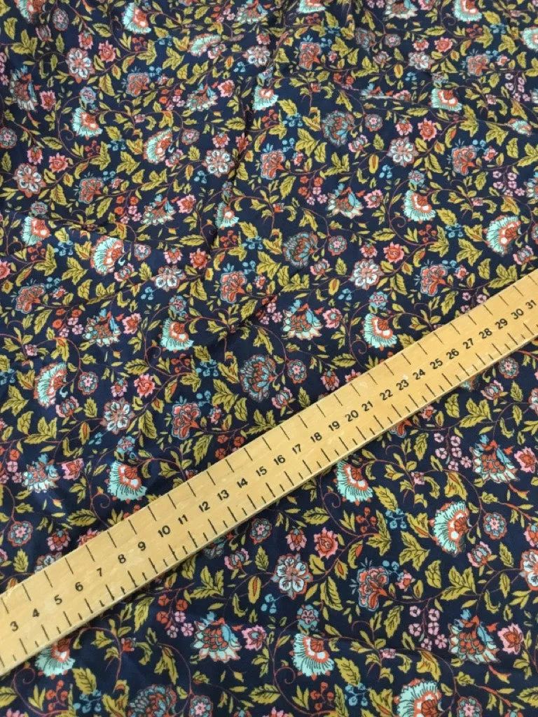 Fabric Remnant - Navy Floral Print - Approx 1.0m x 1.0m