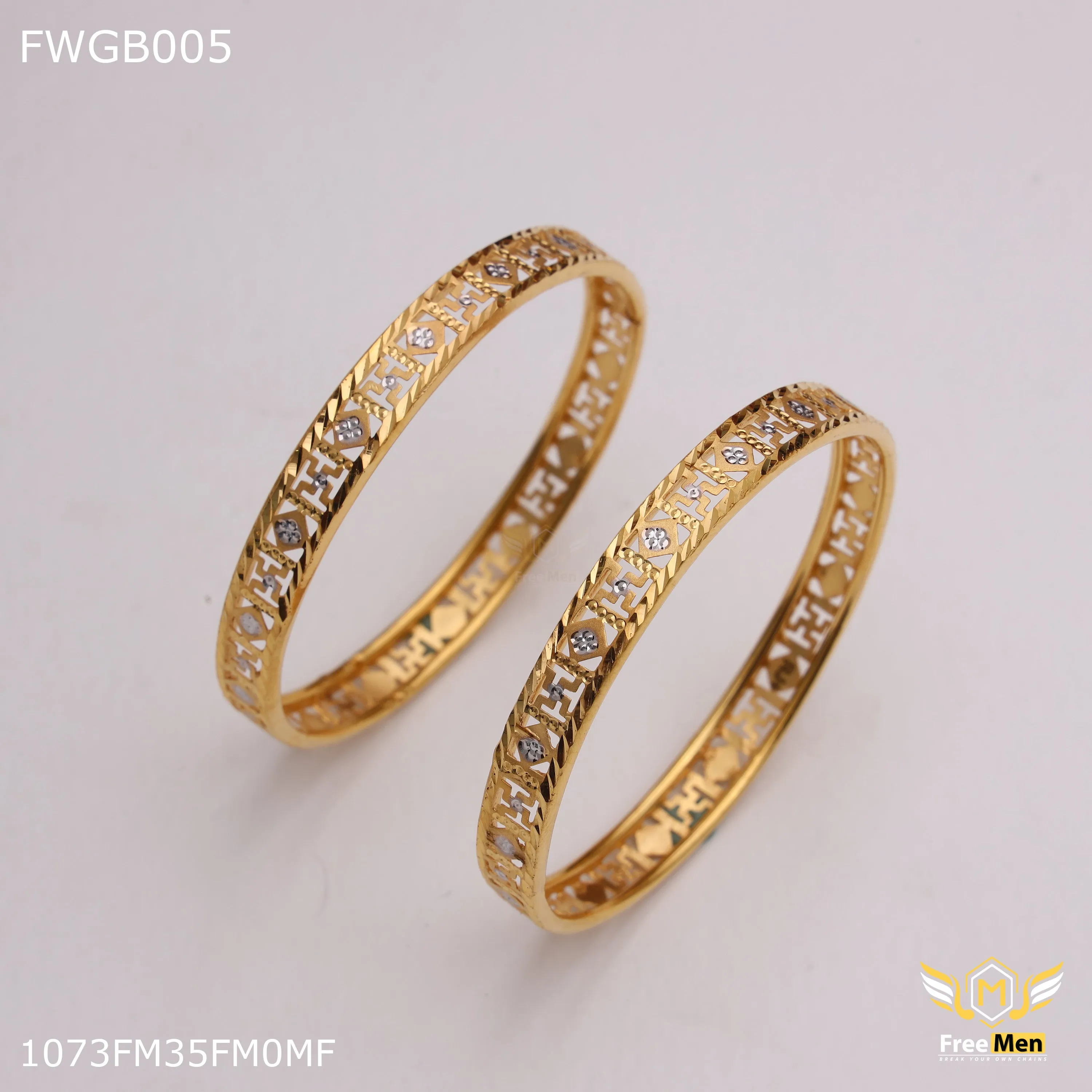 Freemen 1mg Sathiya Bangles woth rhodium gold plated for women - FWGB005