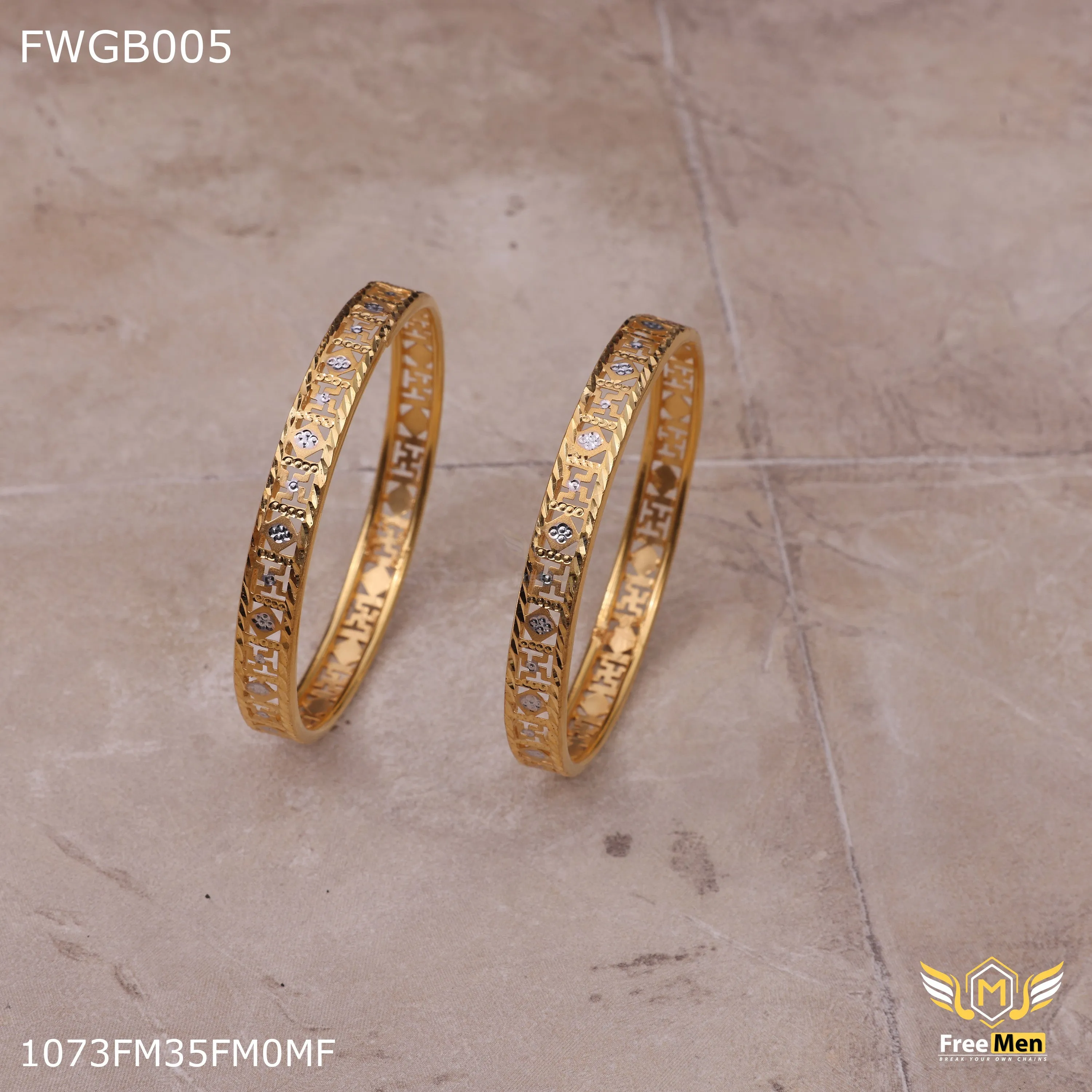 Freemen 1mg Sathiya Bangles woth rhodium gold plated for women - FWGB005