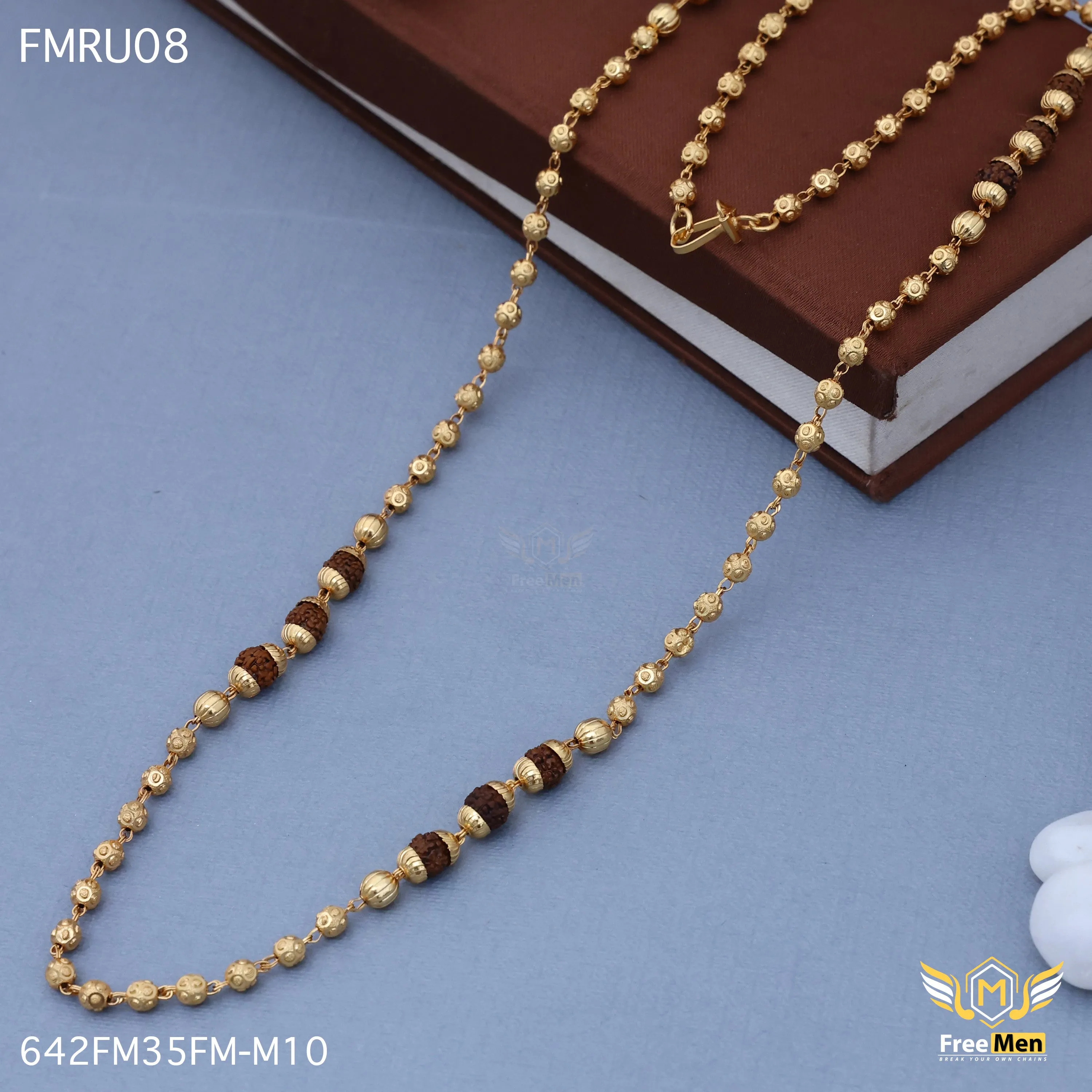 Freemen Aesthetic Three ball Rudraksha Mala - FMRU011