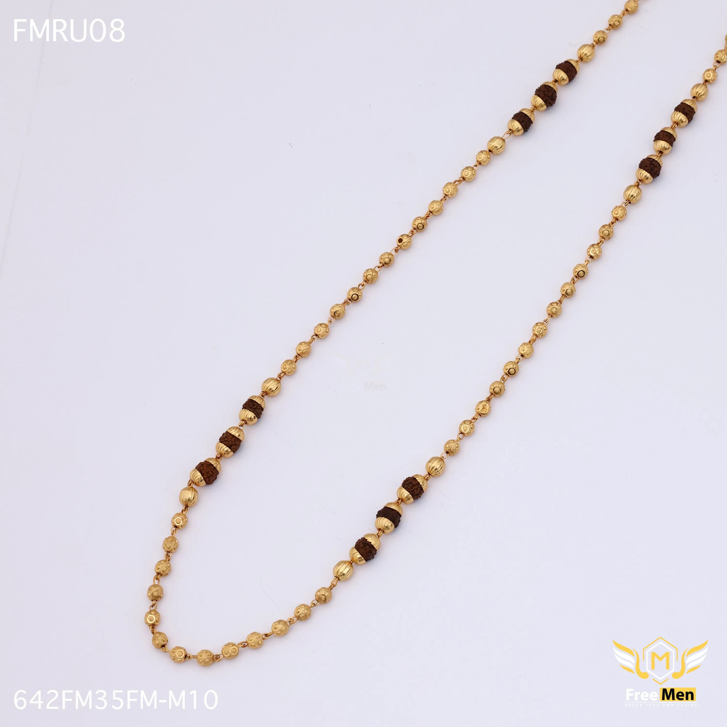 Freemen Aesthetic Three ball Rudraksha Mala - FMRU011