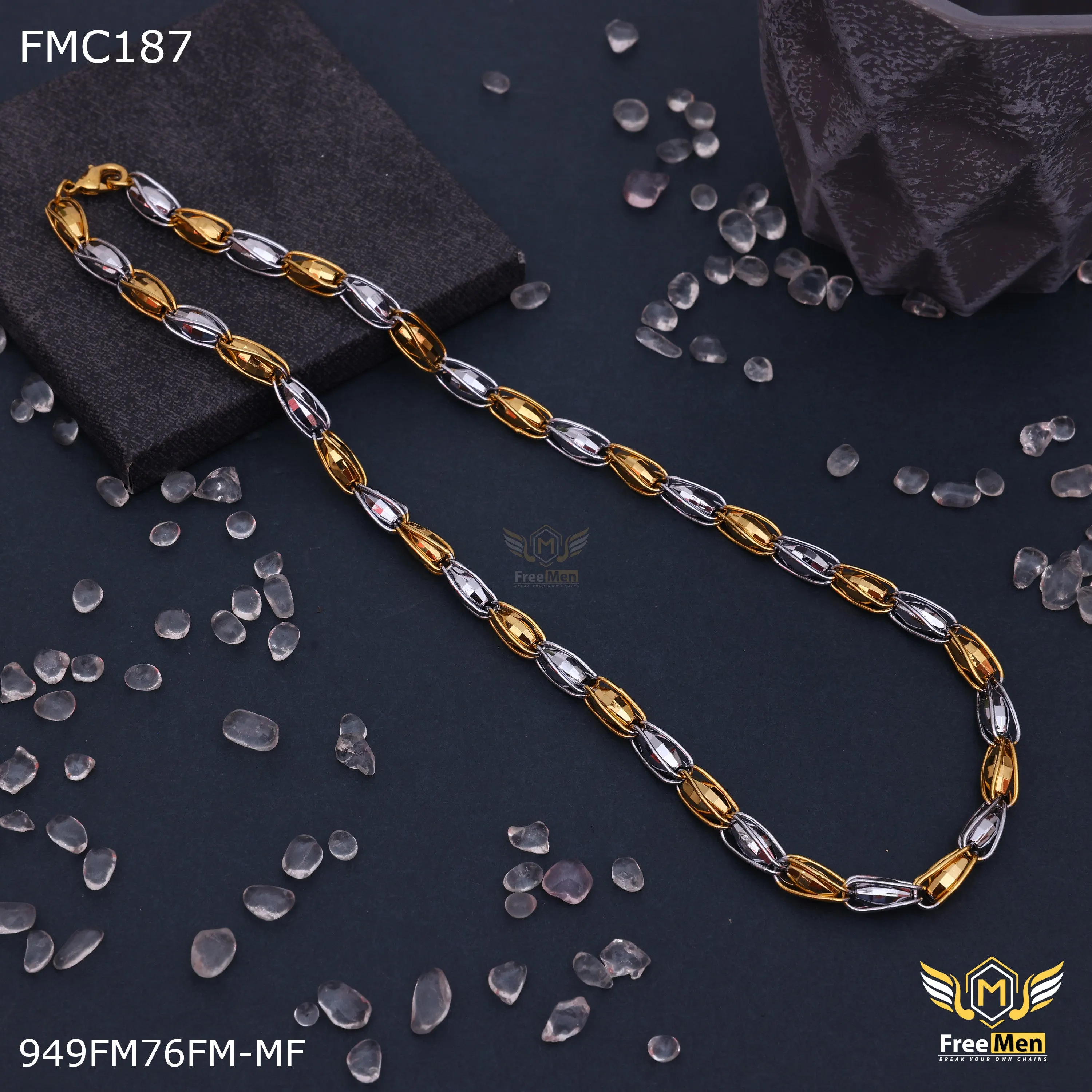 Freemen Drop Design Double Tone Chain for Men - FMC187