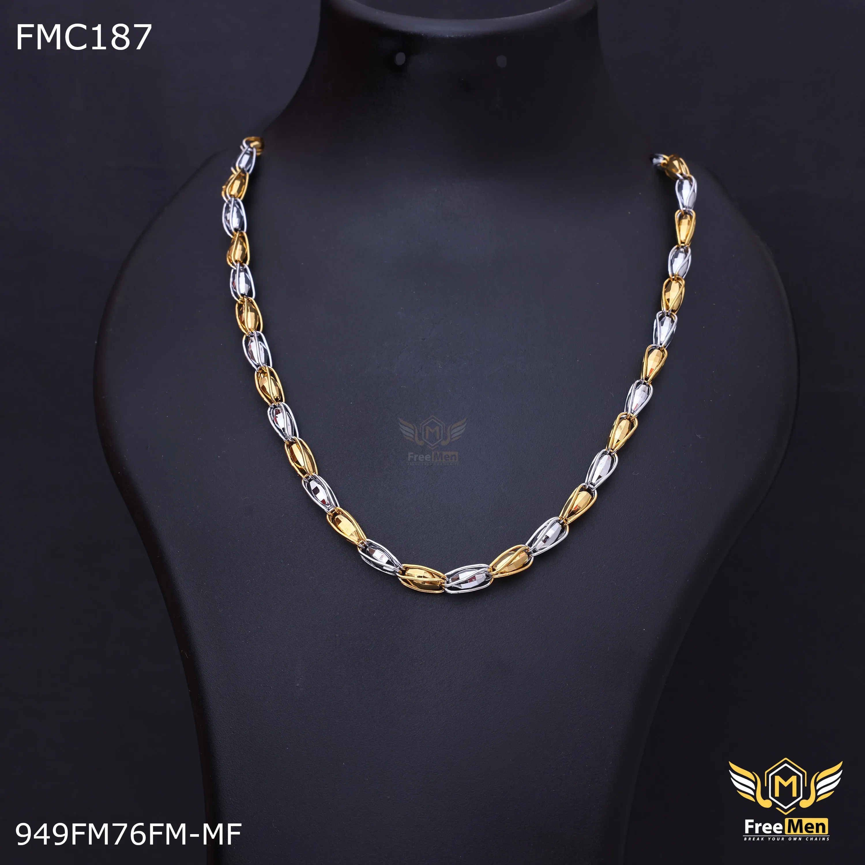 Freemen Drop Design Double Tone Chain for Men - FMC187