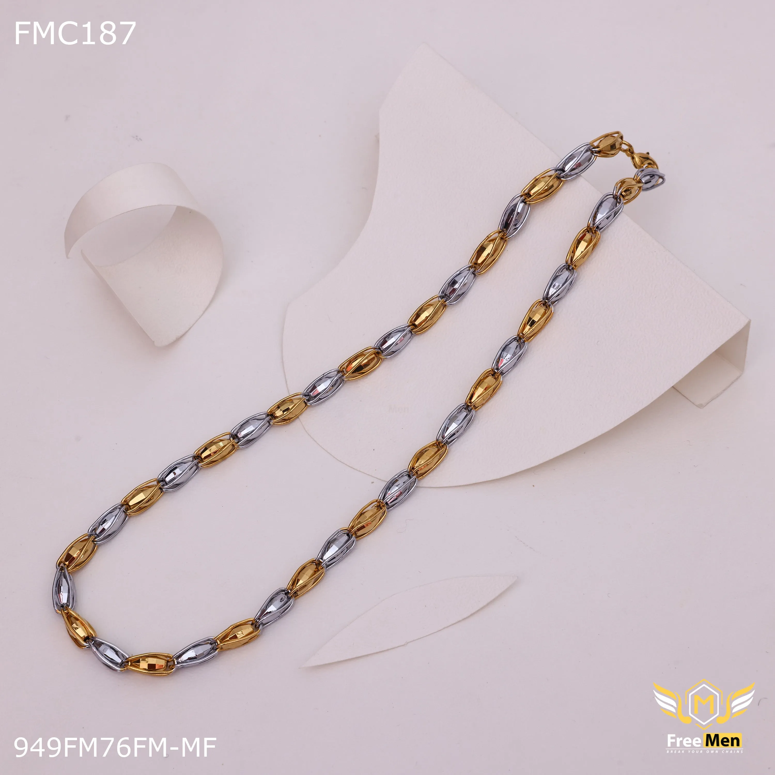 Freemen Drop Design Double Tone Chain for Men - FMC187