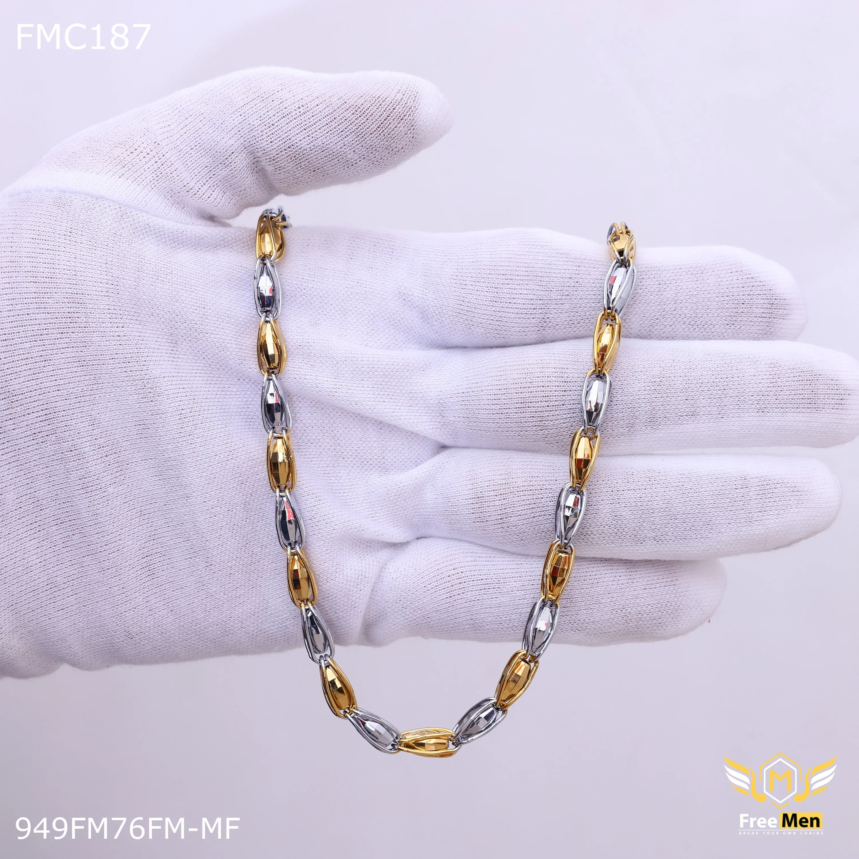 Freemen Drop Design Double Tone Chain for Men - FMC187