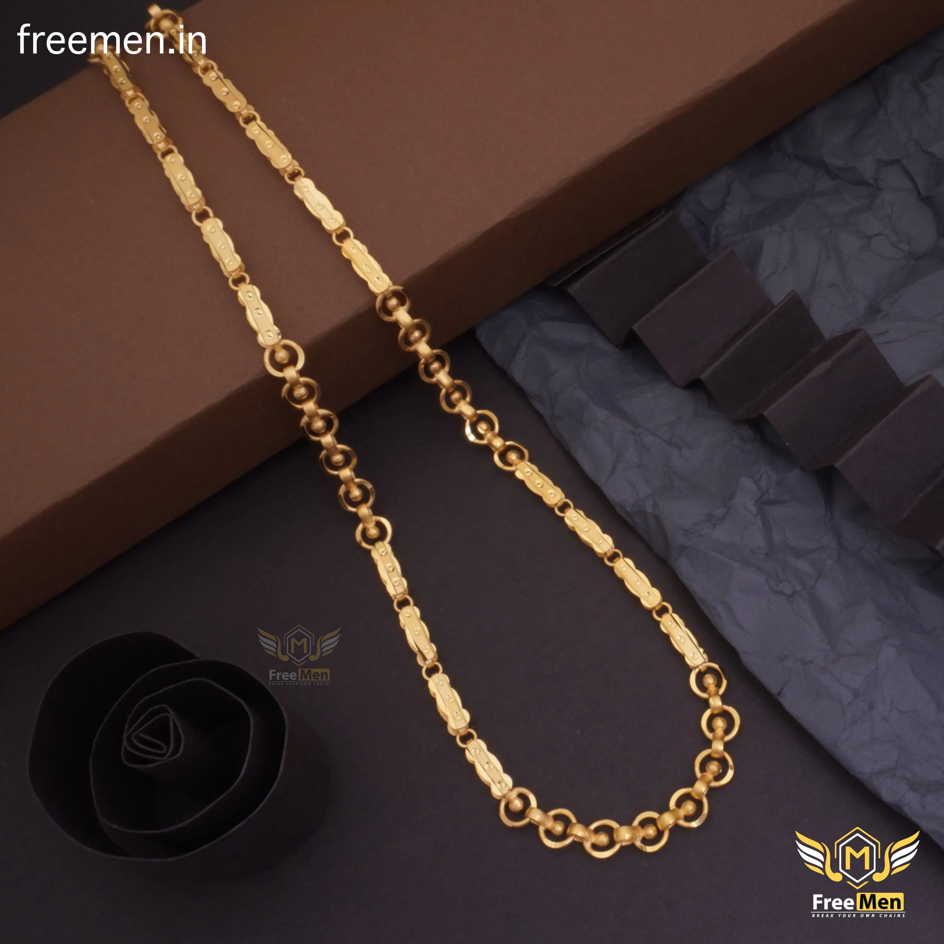 Freemen Glorious Circle Dot Gold Chain for Men - FMG284