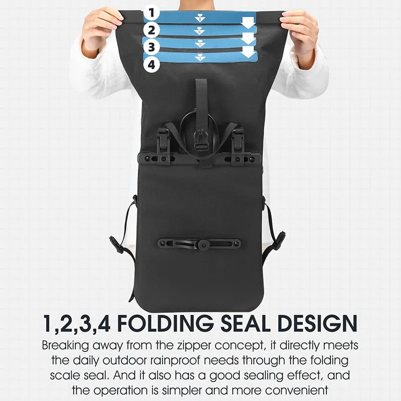 Fully Waterproof TPU Bicycle Bag Foldable Expandable 15-20L Pannier Bike Rear Carrier Bag MTB Accessories Hand Bags