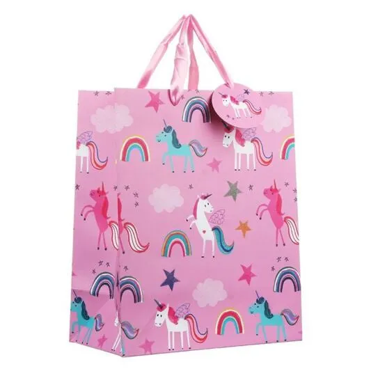 Gift Bag - Large:  Pink Unicorns