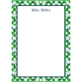 Gingham Golf Personalized Notepad