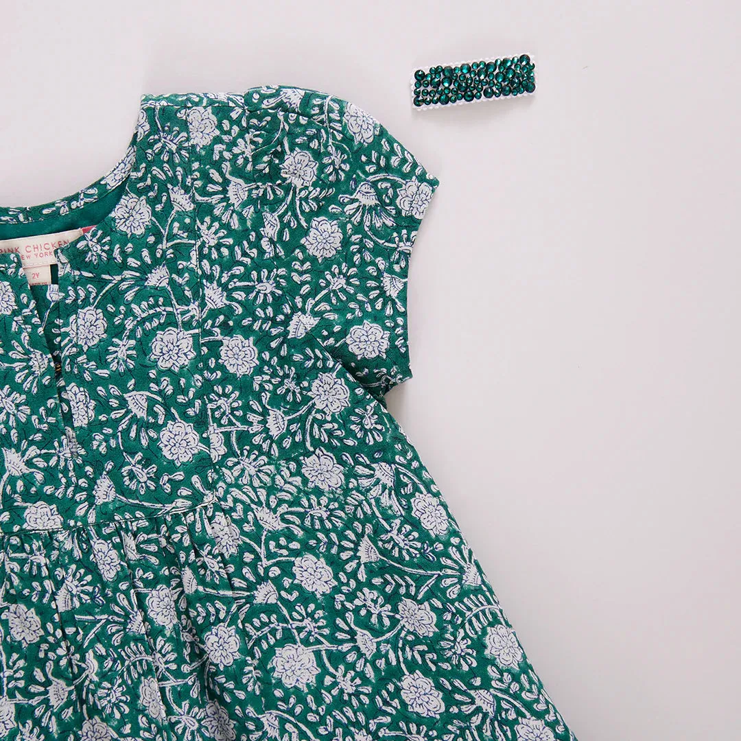 Girls Adele Dress - Green Garden Floral